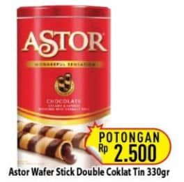 Promo Harga Astor Wafer Roll Double Chocolate 330 gr - Hypermart