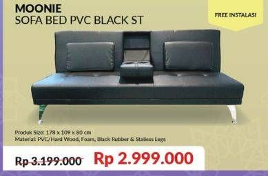 Promo Harga COURTS Moonie Sofa Bed PVC Black ST  - COURTS