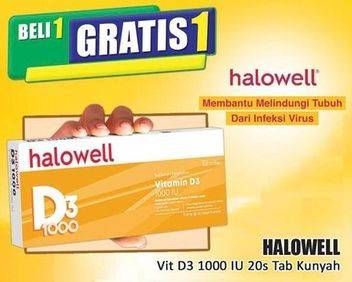 Promo Harga Halowell Vitamin D3 1000 IU 20 pcs - Hari Hari