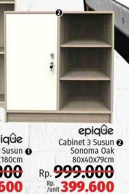 Promo Harga EPIQUE Cabinet 3 Susun Sonoma Oak 80x40x79cm  - LotteMart