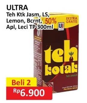 Promo Harga Ultra Teh Kotak Jasmine, Less Sugar, Lemon, Blackcurrant, Apple, Lychee 300 ml - Alfamart