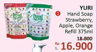 Promo Harga YURI Hand Soap Strawberry, Apple, Orange 375 ml - Alfamidi