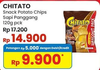 Promo Harga Chitato Snack Potato Chips Sapi Panggang Beef Barbeque 120 gr - Indomaret