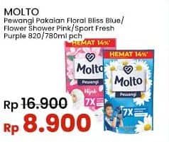 Promo Harga Molto Pewangi Floral Bliss, Flower Shower, Sports Fresh, Purple Delight 780 ml - Indomaret