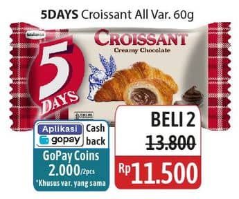 Promo Harga 5 Days Croissant All Variants 60 gr - Alfamidi