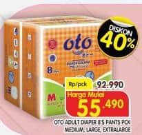 Promo Harga OTO Adult Diapers Pants M8 8 pcs - Superindo