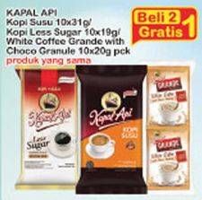 Promo Harga Kapal Api Kopi Susu / Kopi Less Sugar / White Coffee Grande with Choco Granule  - Indomaret