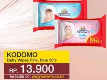 Promo Harga Kodomo Baby Wipes Classic Blue, Rice Milk Pink 50 pcs - Yogya
