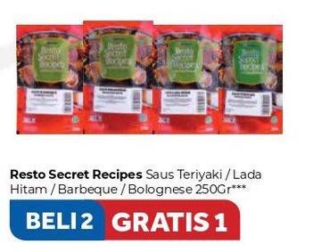 Promo Harga RESTO Secret Recipes Sauce Teriyaki, Lada Hitam, Barbeque, Bolognese 250 gr - Carrefour