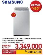 Promo Harga SAMSUNG WA75H4200SG/SE | Washing Machine Top Loading 7.5kg 7500 gr - Carrefour