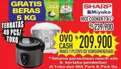 Promo Harga SHARP/MIYAKO Rice Cooker 1800ml  - Hypermart