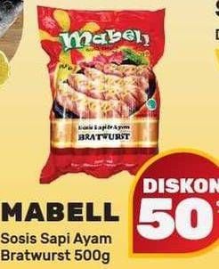 Promo Harga MABELL Bratwurst Sosis Ayam 500 gr - Yogya