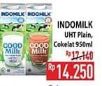 Harga Indomilk Susu UHT Full Cream Plain, Cokelat 950 ml di Hypermart