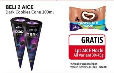 Beli 2 aice dark cookies cone 100ml gratis 1 pc aice mochi all variant 30/45g