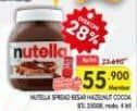 Promo Harga Nutella Jam Spread Chocolate Hazelnut 350 gr - Superindo