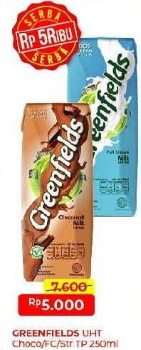 Promo Harga Greenfields UHT Full Cream, Strawberry, Choco Malt 250 ml - Alfamart
