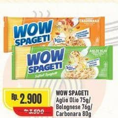 Promo Harga WOW Spageti Aglio Olio, Cream Carbonara, Meaty Bolognese 75 gr - Alfamart