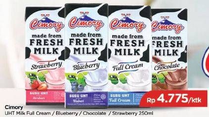 Promo Harga CIMORY Fresh Milk Full Cream, Blueberry, Chocolate, Strawberry 250 ml - TIP TOP