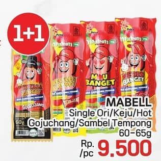 Promo Harga Mabell Sosis Single Original, Keju, Hot, Gojuchang, Sambal Tempong 60 gr - LotteMart
