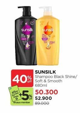 Promo Harga Sunsilk Shampoo Black Shine, Soft Smooth 680 ml - Watsons