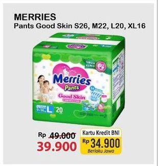 Promo Harga Merries Pants Good Skin M22, L20, S26, XL16 16 pcs - Alfamart