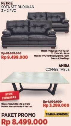 Promo Harga Petrie Sofa + Amira Coffee Table  - COURTS