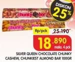Promo Harga SILVER QUEEN Chunky Bar Cashew, Almond 100 gr - Superindo