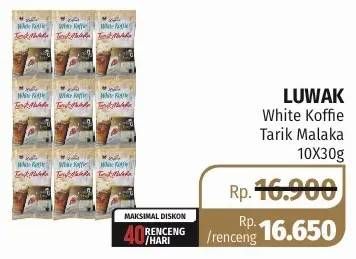 Promo Harga Luwak White Koffie per 10 pouch 30 gr - Lotte Grosir