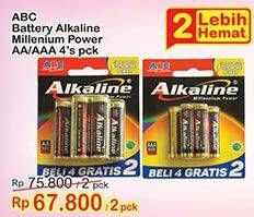 Promo Harga ABC Battery Alkaline LR03/AAA 6 pcs - Indomaret
