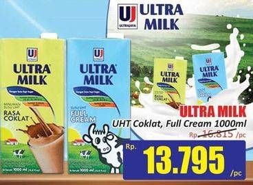 Promo Harga ULTRA MILK Susu UHT Coklat, Full Cream 1000 ml - Hari Hari