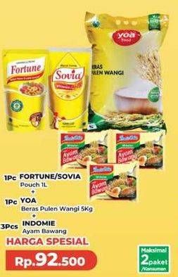 Promo Harga Fortune/Sovia Minyak Goreng + YOA Beras Pulen Wangi + Indomie Mie Kuah   - Yogya