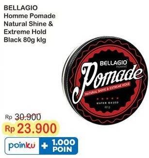 Promo Harga Bellagio Homme Pomade Natural Shine Extreme Hold Black 80 gr - Indomaret