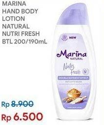 Promo Harga MARINA Hand Body Lotion Natural Nutri Fresh 190 ml - Indomaret