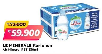 Promo Harga Le Minerale Air Mineral per 24 botol 330 ml - Alfamart