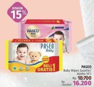 Promo Harga Paseo Baby Wipes With Jojoba Oil 50 sheet - LotteMart