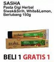 Promo Harga SASHA Toothpaste Herbal Siwak Sirih, White Siwak Lemon, Pencegah Gigi Berlubang 150 gr - Alfamart