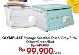 Promo Harga OLYMPLAST Storage Solution Kotak Serbaguna Grey Pastel, Pink Pastel, Kuning, Hijau, Merah, Tosca  - Carrefour