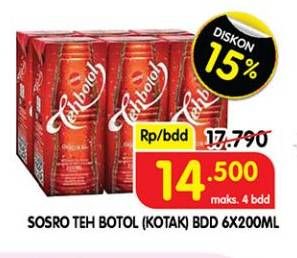 Promo Harga Sosro Teh Botol 200 ml - Superindo