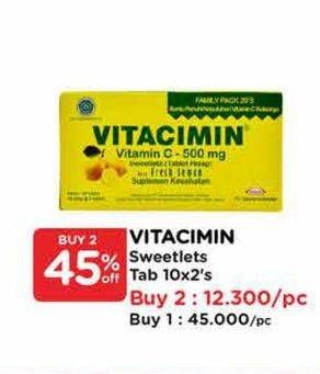 Promo Harga Vitacimin Vitamin C - 500mg Sweetlets (Tablet Hisap) per 10 str 2 pcs - Watsons