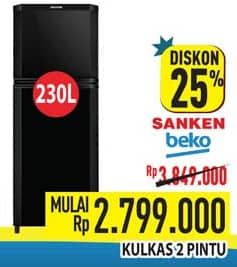 Promo Harga SANKEN/BEKO Kulkas 2 Pintu  - Hypermart