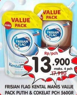 Promo Harga FRISIAN FLAG Susu Kental Manis Cokelat, Putih 560 gr - Superindo