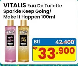 Promo Harga Vitalis Eau De Toilette Sparkle Keep Going, Make It Happen 100 ml - Indomaret