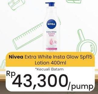 Promo Harga Nivea Body Lotion UV Extra Whitening SPF 15 400 ml - Carrefour