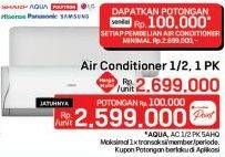 Promo Harga SHARP/ AQUA/ PLYTORN/ LG/ PANASONIC/ SAMSUNG Air Conditioner  1/2, 1 PK  - LotteMart