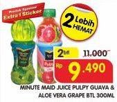 Promo Harga MINUTE MAID Juice Pulpy Guava, Aloevera per 2 botol 300 ml - Superindo