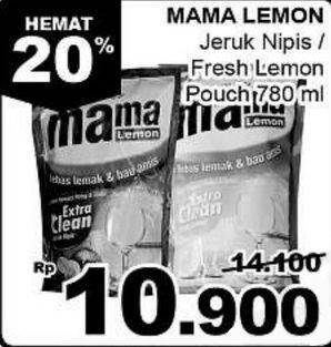 Promo Harga MAMA LEMON Cairan Pencuci Piring Jeruk Nipis, Fresh Lemon 780 ml - Giant