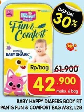 Promo Harga Baby Happy Baby Diapers Pants Fun & Comfort M32, L28 28 pcs - Superindo
