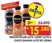 Promo Harga NESCAFE Ready to Drink Honey Latte, Eclair Latte, Choco Banana Latte per 2 botol 220 ml - Superindo