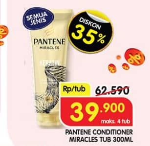 Pantene Conditioner Miracle 300 ml Diskon 36%, Harga Promo Rp39.900, Harga Normal Rp62.590, Maks 4 Tub 