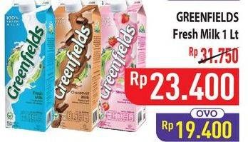 Promo Harga Greenfields Fresh Milk Choco Malt, Low Fat, Strawberry 1000 ml - Hypermart